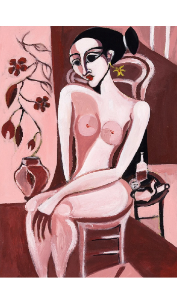 Nude with blossoms